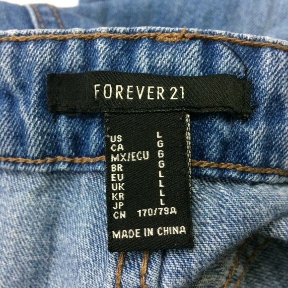 Forever 21 Womens Jeans Size L 30x26 High Rise Distressed Straight Leg Med. Wash - Picture 6 of 6